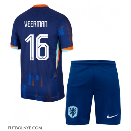 Camiseta Países Bajos Joey Veerman #16 Visitante Equipación para niños Eurocopa 2024 manga corta (+ pantalones cortos)